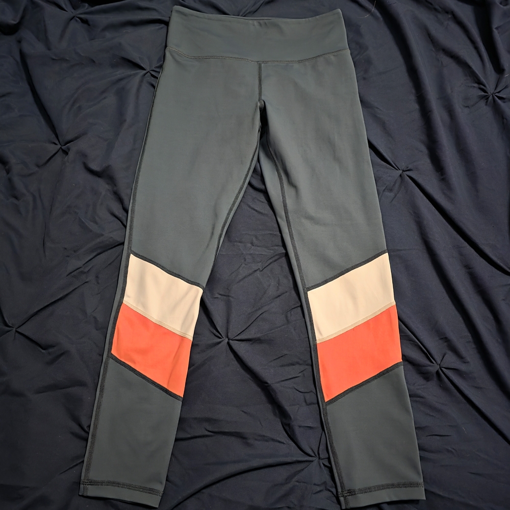 Zyia Colorblock Leggings with Orange and Cream Accents